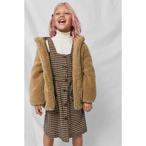 ZARA Kids Brown Checked Plaid Pinafore Dress sz 14